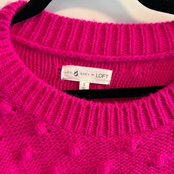 LOFT Bright Pink Crew Neck Sweater - Picture 2 of 5